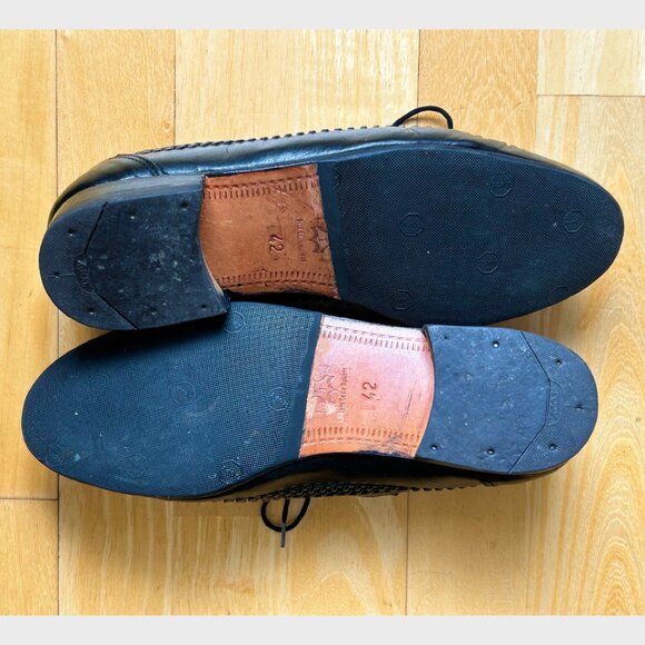 Vintage Men's Black Woven Leather Shoes - Made in Italy - Picture 6 of 7